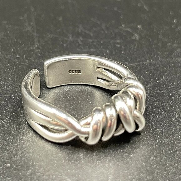 925 Sterling Stamped Twisted Knot Adjustable Boho Ring #1319 - Picture 11 of 13